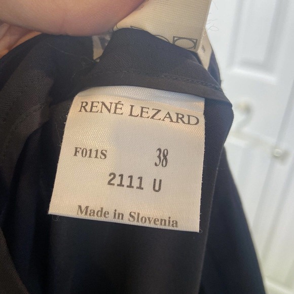 Rene Lezard Womens Sz 38 Wool Blend Dress Pant Straight Leg Pockets Cuffed Black - Picture 7 of 10